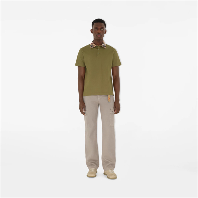 burberry vintage check collar cotton pique polo shirt
